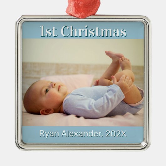 First Christmas Baby Boy Foto Ornament (Vorne)