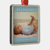 First Christmas Baby Boy Foto Ornament Aus Metall (Rechts)