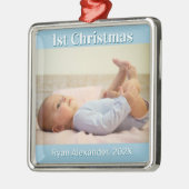 First Christmas Baby Boy Foto Ornament Aus Metall (Links)