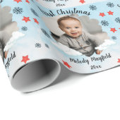First Christmas Baby Boy Personalisiertes Foto 202 Geschenkpapier (Rolleneckpunkt)