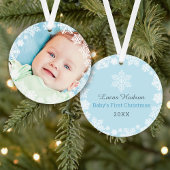 First Christmas Baby Boy Snowflake Frame Foto Ornament