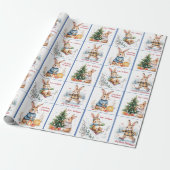 First Christmas Baby Boy's Name Winter Bunnies Geschenkpapier (Ungerollt)