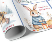 First Christmas Baby Boy's Name Winter Bunnies Geschenkpapier (Rolleneckpunkt)