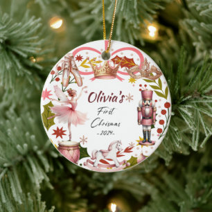 First Christmas Baby coquette Girl pink Keramik Ornament