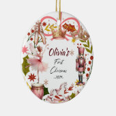 First Christmas Baby coquette Girl pink Keramik Ornament (Rechts)