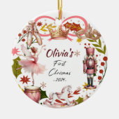 First Christmas Baby coquette Girl pink Keramik Ornament (Vorne)