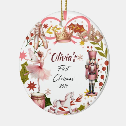 First Christmas Baby coquette Girl pink Keramik Ornament (Links)
