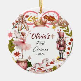 First Christmas Baby coquette Girl pink Keramik Ornament