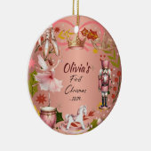 First Christmas Baby coquette Rose Metal Ornament (Rechts)