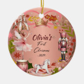First Christmas Baby coquette Rose Metal Ornament (Vorne)