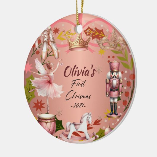 First Christmas Baby coquette Rose Metal Ornament (Links)