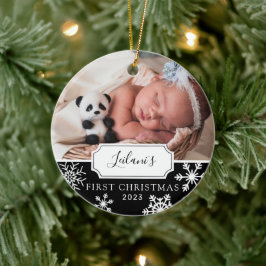 First Christmas Baby Foto Black Keramik Ornament