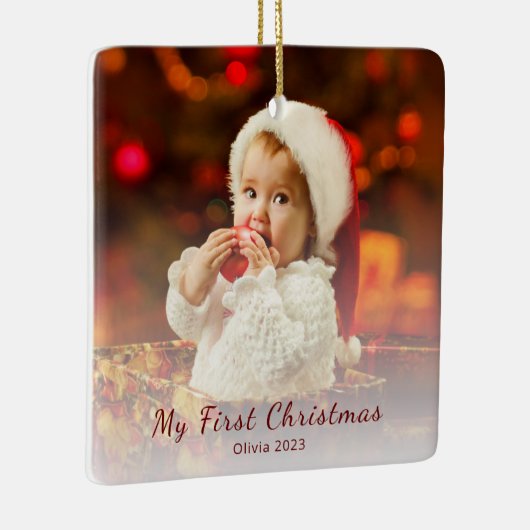 First Christmas Baby Foto Einfache Weihnachtsmannm Keramikornament (Rechts)