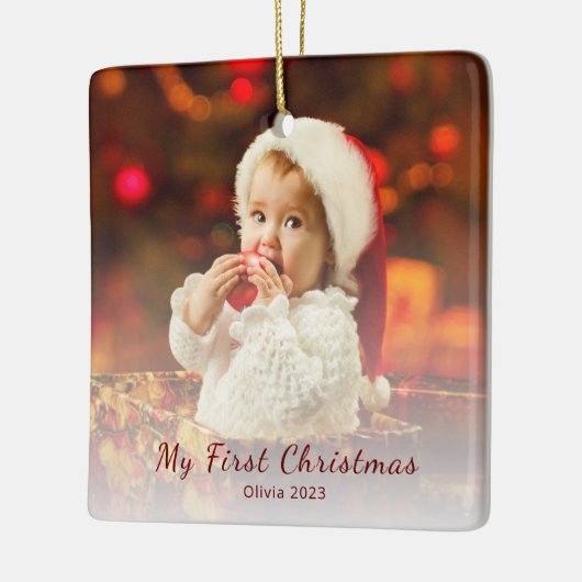 First Christmas Baby Foto Einfache Weihnachtsmannm Keramikornament (Links)