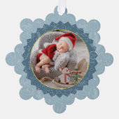 First Christmas Baby Foto Glitzer Keepake Ornament Karte (Vorderseite)