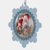 First Christmas Baby Foto Glitzer Keepake Ornament Karte (Linke Ecke)