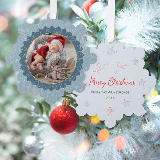 First Christmas Baby Foto Glitzer Keepake Ornament Karte