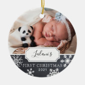 First Christmas Baby Foto Keramik Ornament (Vorne)