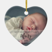 First Christmas Baby Foto Monogram Keramik Orname Keramik Ornament (Vorne)