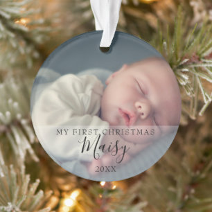 First Christmas Baby Foto Monogram Ornament