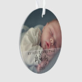 First Christmas Baby Foto Monogram Ornament (Vorderseite)