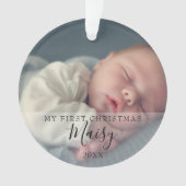 First Christmas Baby Foto Monogram Ornament (Vorderseite)