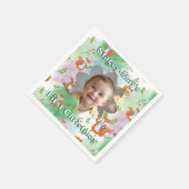 First Christmas Baby Foto Pillow Woodland Animal Serviette (Ecke)