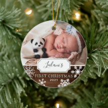 First Christmas Baby Foto Wood