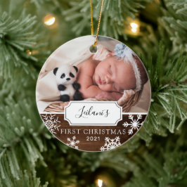 First Christmas Baby Foto Wood Keramik Ornament