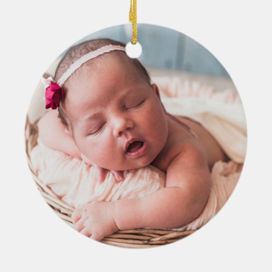 First Christmas Baby Foto Wood Keramik Ornament (Hinten)