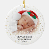 First Christmas Baby Girl Foto Keramik Ornament (Hinten)