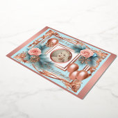First Christmas Baby Girl Pastel Rose Gold Retro Folieneinladung (Gedreht)