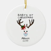 First Christmas Baby Girl Reindeer Personalisiert Keramik Ornament (Vorne)