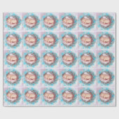 First Christmas Baby Girl Snowflake Frame Foto Geschenkpapier (Flach)