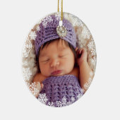 First Christmas Baby Girl Snowflake Frame Foto Keramik Ornament (Rechts)