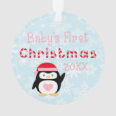 First Christmas Baby Girl Snowman Custom Photo Ornament (Rückseite)