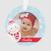 First Christmas Baby Girl Snowman Custom Photo Ornament (Vorderseite)