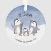 First Christmas Baby Penguin Mit Monogramm Ornament (Rückseite)