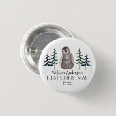 First Christmas Baby Penguin & Tree Personalisiert Button (Vorne & Hinten)