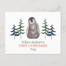 First Christmas Baby Penguin & Tree Personalisiert