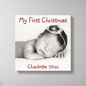 First Christmas Baby Photo Add Name Leinwanddruck (Vorderseite)