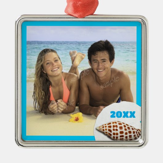 First Christmas Beach Themed Foto Ornament (Vorne)
