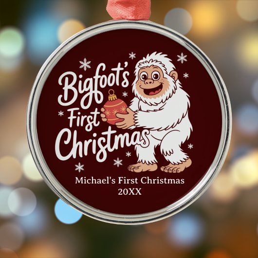 First Christmas BigFoot Sasquatch Funny Custom Ornament Aus Metall