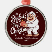 First Christmas BigFoot Sasquatch Funny Custom Ornament Aus Metall (Vorne)
