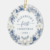 First Christmas Blue Rustic Wreath Keramik Ornament (Links)