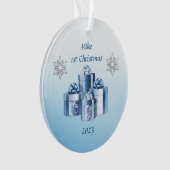First Christmas Blue & Silver Baby Ornament (Vorderseite)