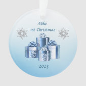 First Christmas Blue & Silver Baby Ornament (Vorderseite)