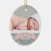 First Christmas Blush Pink Baby Girl Foto Keramik Ornament (Rechts)