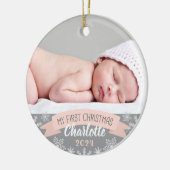First Christmas Blush Pink Baby Girl Foto Keramik Ornament (Links)