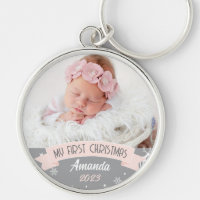 First Christmas Blush Pink Baby Girl Foto